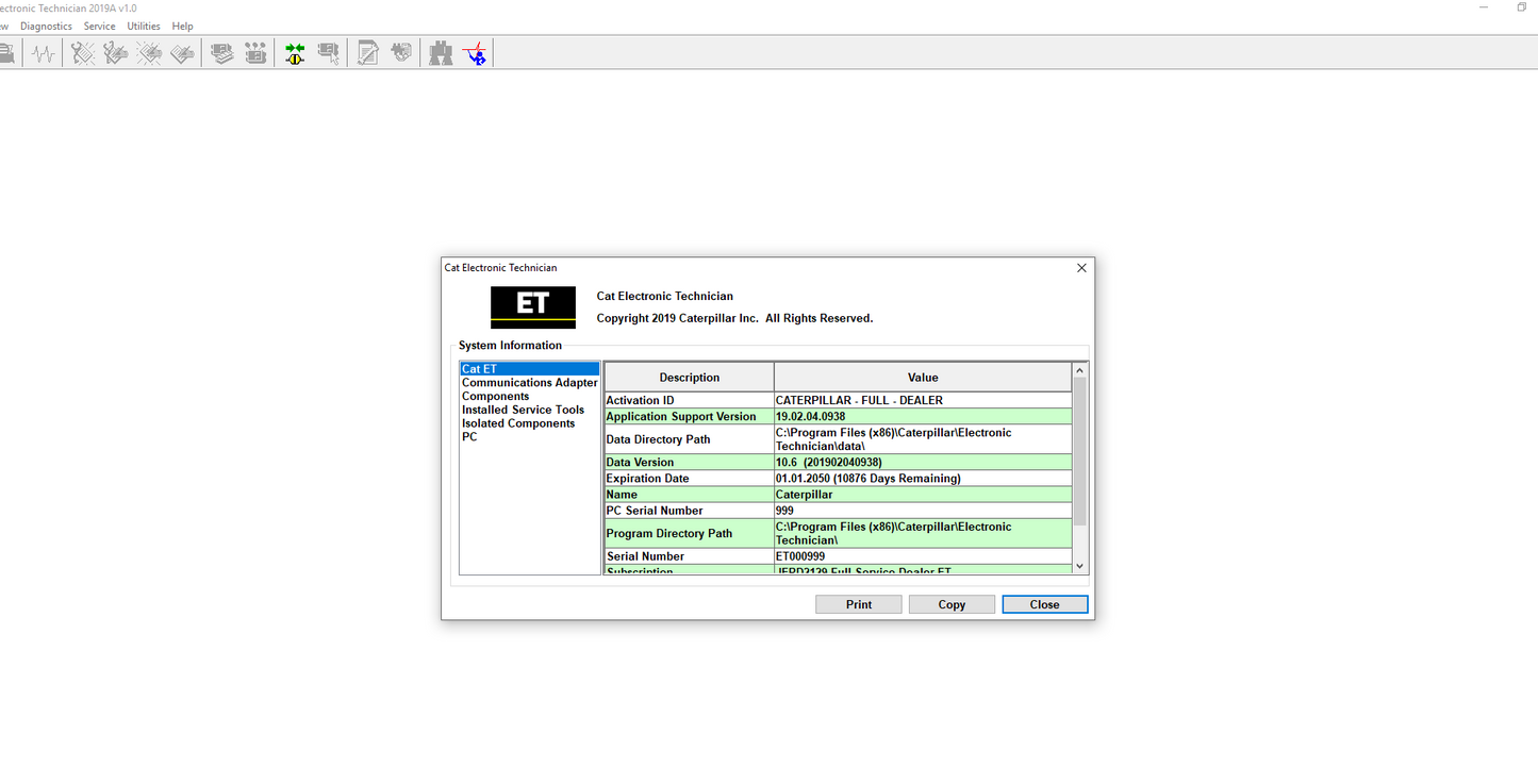 CAT ET 2019A (Electronic Technician) - Professional Diagnostic Service