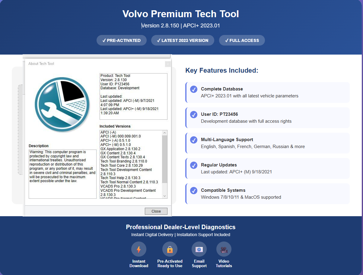 Volvo Premium Tech Tool 2.8.150 - Professional Remote Installation Service